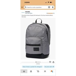 NWT Columbia Unisex Zigzag 22L Backpack, City Grey Heather/Black, One Size